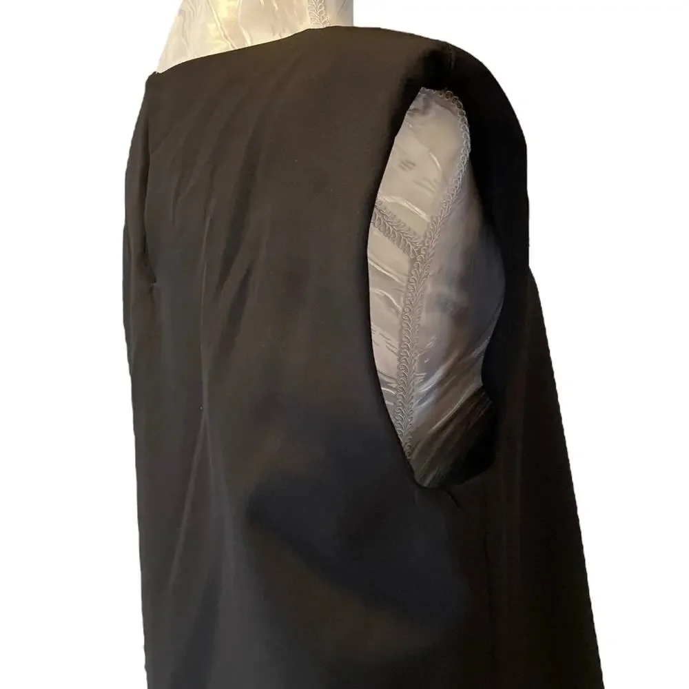 Zara Black Structured Shoulder Pad Sleeveless Shift Mini Dress Large